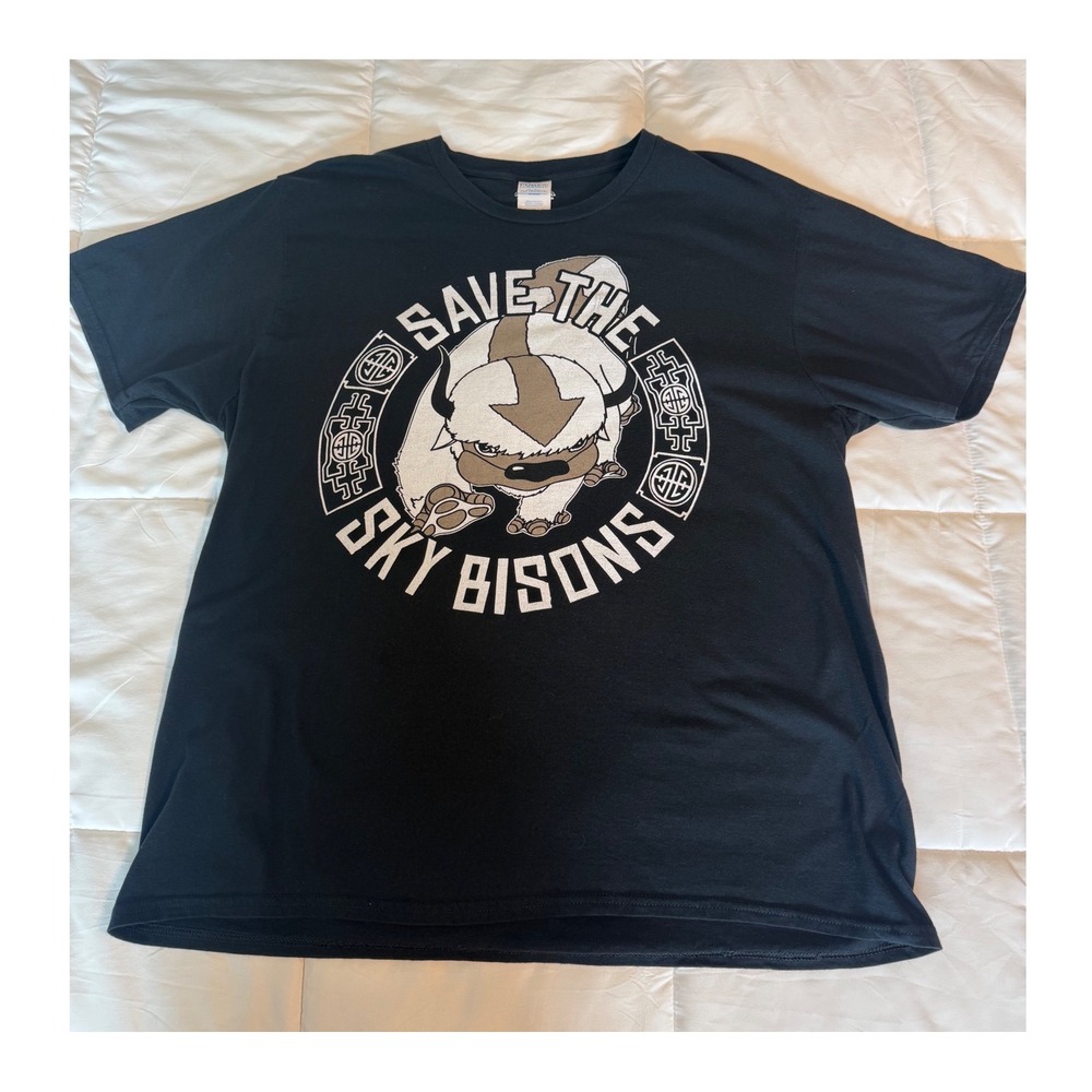 Port & Company T-Shirt Mens XL Black Excellent Avatar Save The Sky Bisons Appa